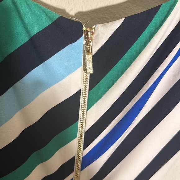 Eliza J Dress - Blue and Green Stripe gold zip NWT SIZE 14 (would fit 12-14) - Picture 6 of 12